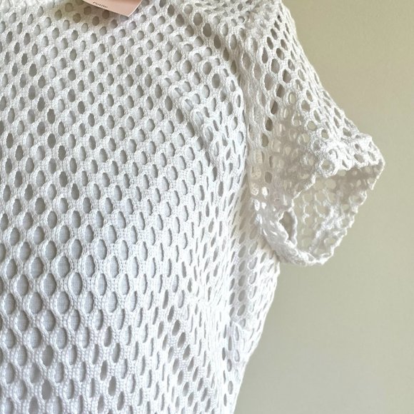 NWT Banana Republic White lined mesh bodycon mini shift dress 6P  6 - Picture 2 of 4